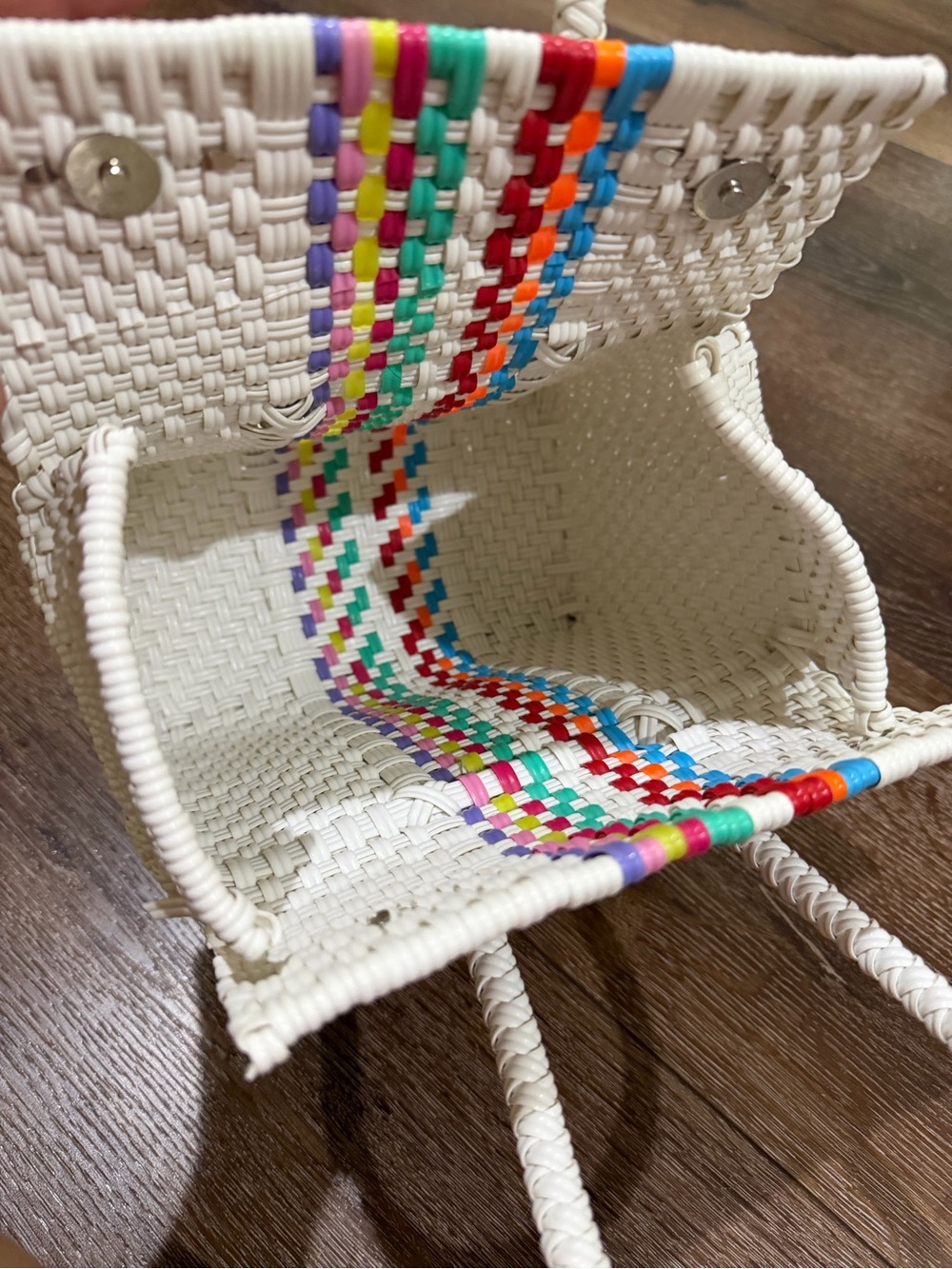 EUC handmade plastic straw bag multi color - Picture 5 of 10